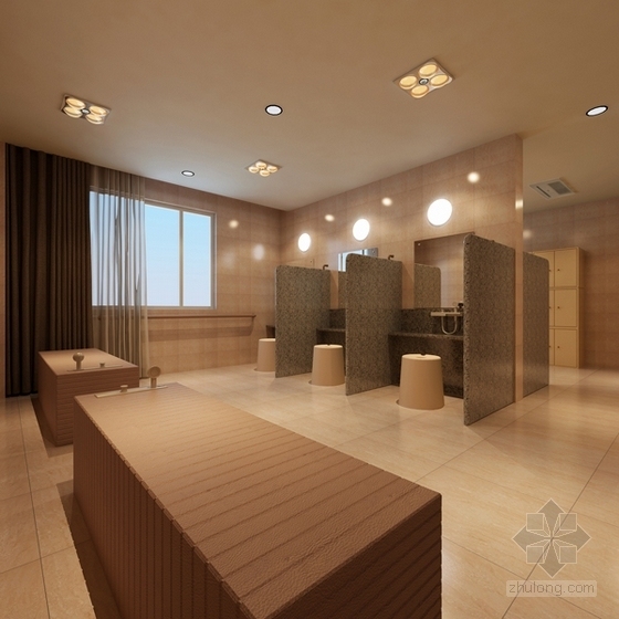 [北京]高级现代养老机构室内装修施工图（含效果）公共浴室效果图