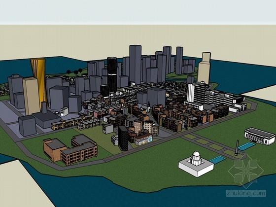城市建筑群草图模型资料下载-城市建筑群SketchUp模型下载
