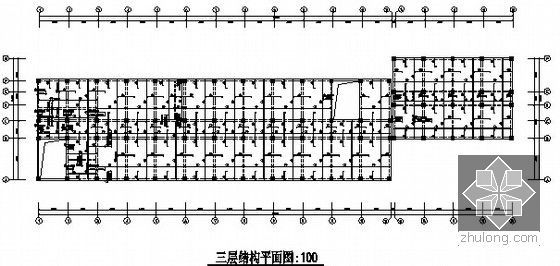 [四川]4层框架结构教学楼建筑及装饰工程预算书(详细工程量计算图纸)-三层结构平面图