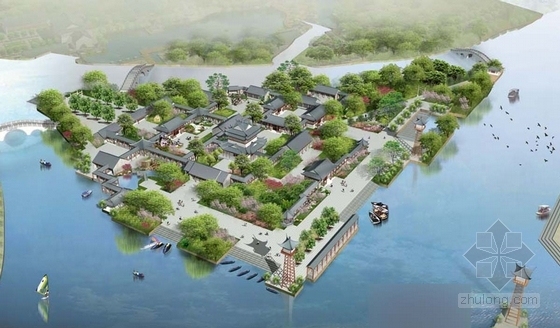 [苏州]人工河流公共绿地景观规划设计方案-鸟瞰效果图