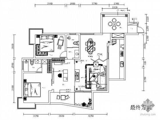两居室中式装修图资料下载-中式风格两居室设计方案