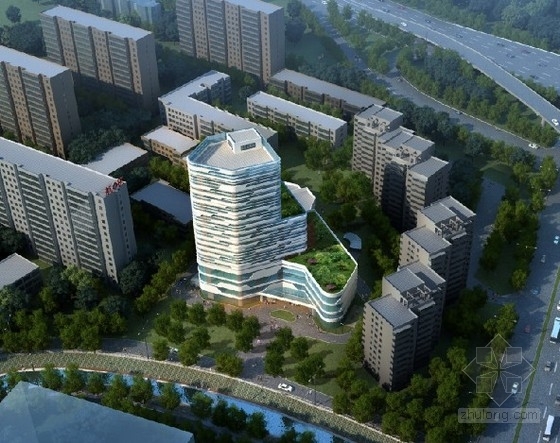 9层cad资料下载-[北京]某十五层现代办公楼建筑方案文本（含CAD）