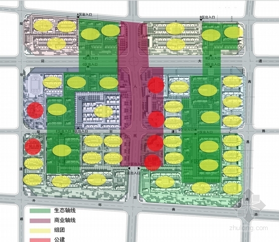 [安徽]某城市综合体规划设计方案文本（南京知名设计院）-规划结构