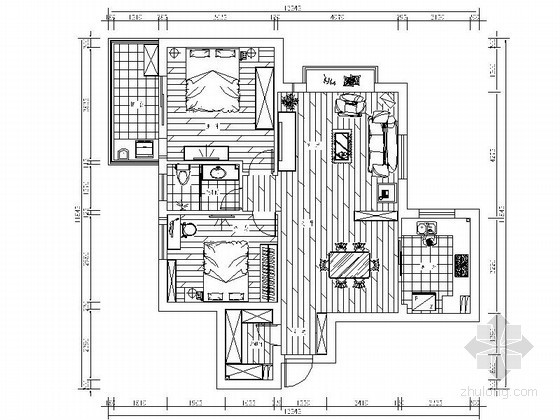 地下室家装设计方案资料下载-毕业设计两居室家装设计图