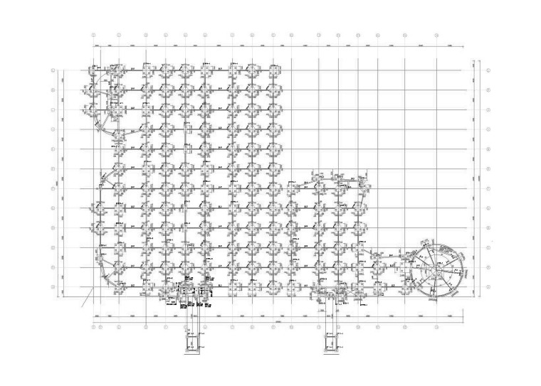 公园3层框架结构立体停车库建筑结构施工图-承台平面布置图