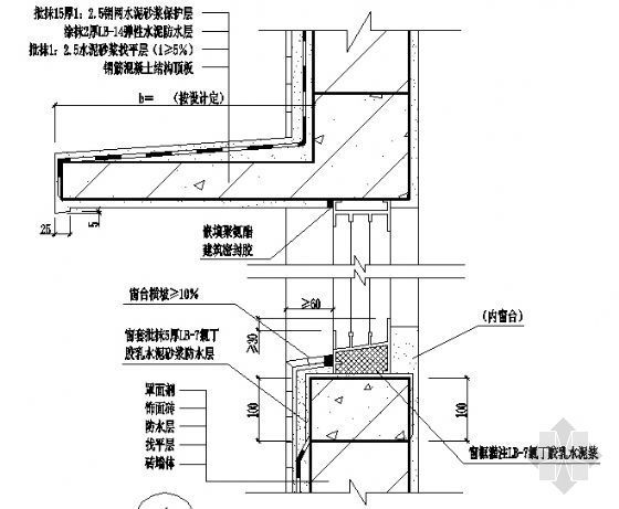 窗户构造节点资料下载-雨蓬式窗户构造(广东省标DBJ15-19-97)