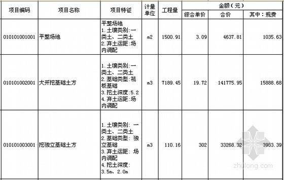 医院门诊楼建筑装饰工程量清单报价书-分部分项工程量清单计价表 