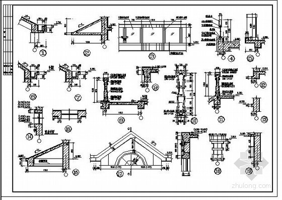 门窗楼梯CAD资料下载-某常用楼梯、阳台、门窗及檐口节点构造详图