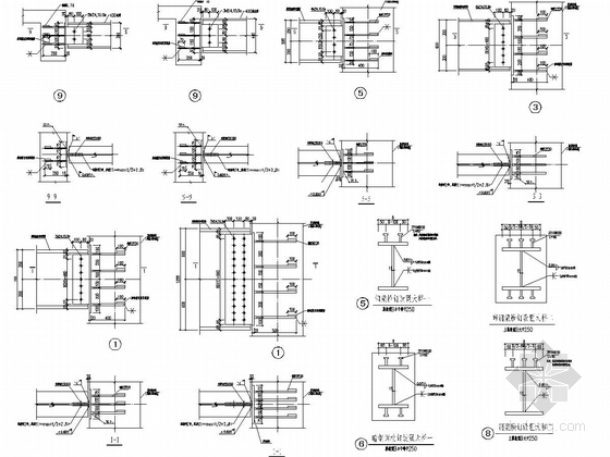 [深圳]ABC三座框架剪力墙结构高层办公楼结构施工图（29万平）-钢梁与混凝土梁（柱）连接节点图