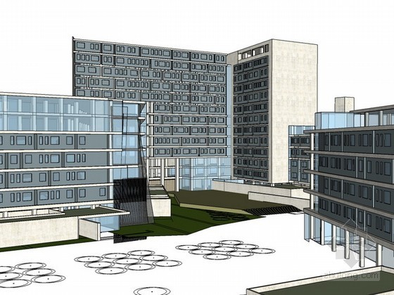 曼哈顿新大学中心资料下载-某大学新校区建筑sketchup模型下载