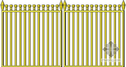 铁艺大门模块资料下载-黄色铁质铁艺门