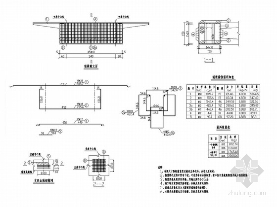 [最新]城市支路及附属工程全套设计图55张（道路、桥梁、电照工程）-端横梁钢筋构造图 