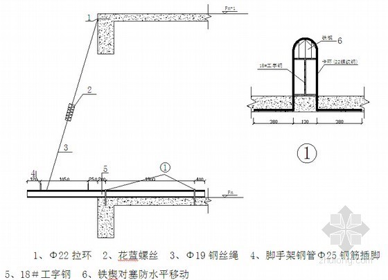 框剪结构研发中心工程外脚手架施工方案(35页)-构造剖面图 