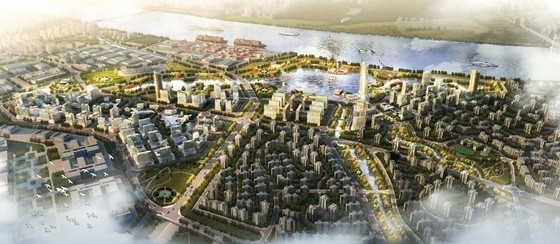 [湖南]自然生态城市景观规划设计方案-鸟瞰图 