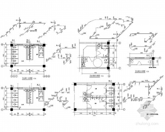 [浙江]三层幼儿园建筑给排水施工图-卫生间大样图 