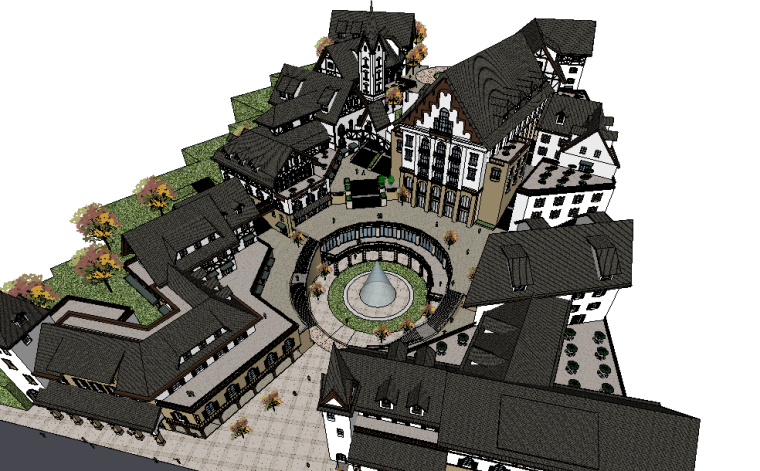 欧式风情商业街模型资料下载-瑞士风情商业街SU模型