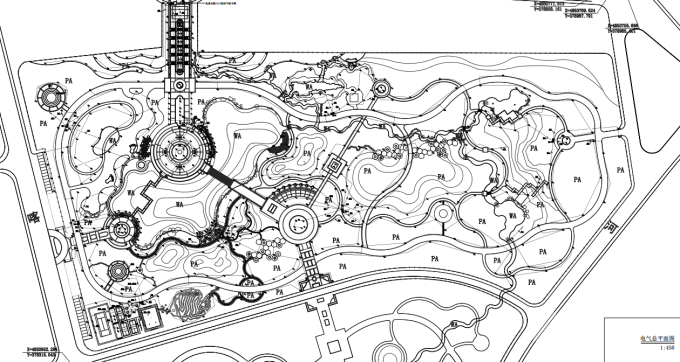 [新疆]滨水山地儿童公园景观设计全套PDF施工图文本-电气总平面图