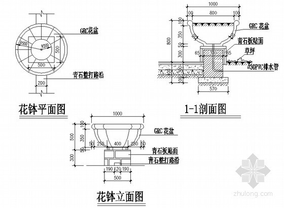 欧式花钵节点大样图