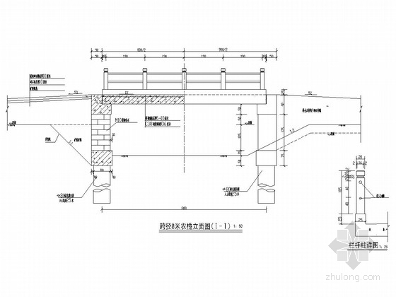 10米跨梁桥施工图资料下载-单孔8米装配式农用梁桥施工图