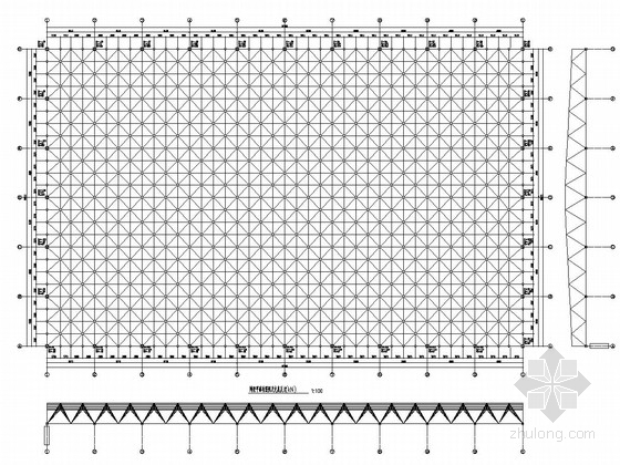 平板网架装修资料下载-50X80米双坡网架结构施工图