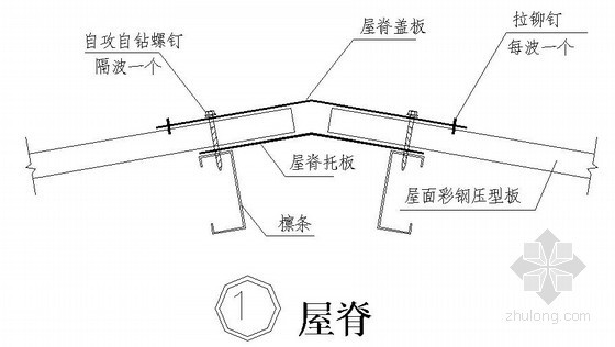 锁边压型钢板屋面资料下载-压型板屋面连接节点构造详图