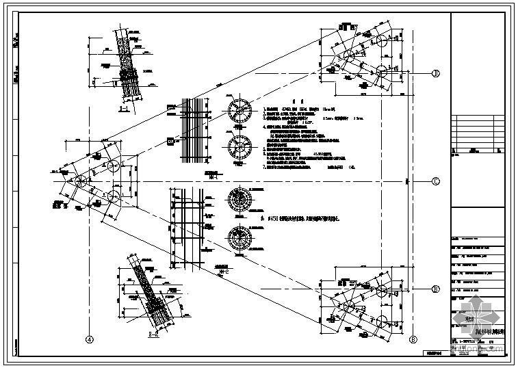 某观光塔钢柱脚锚栓节点构造详图