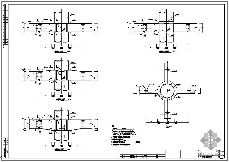 钢管混凝土柱钢梁资料下载-某钢管混凝土柱钢梁大样节点构造详图