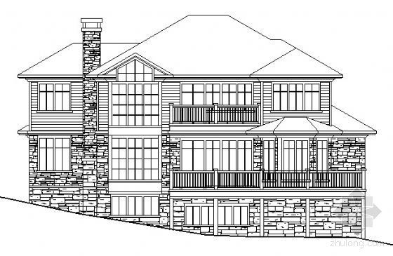 别墅三层中式方案图资料下载-某三层坡地别墅建筑方案图
