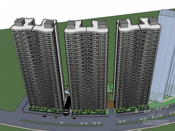 高层建筑顶棚装修资料下载-高层建筑SketchUp模型下载