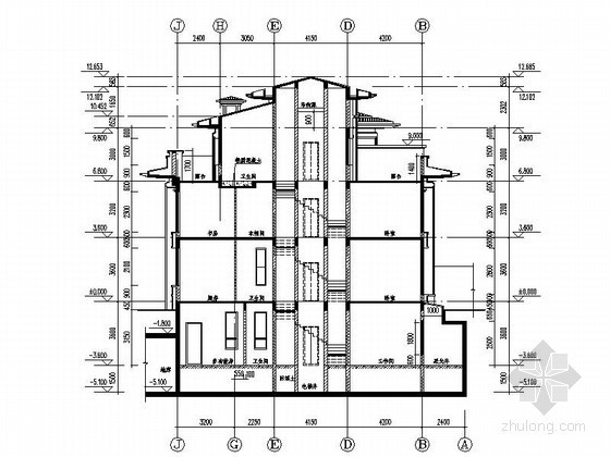 [扬州]某国际花园三层简欧式双拼别墅施工图（16号楼）- 