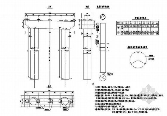 基础梁下部构造详图资料下载-预应力钢筋混凝土T梁桥墩一般构造节点详图设计