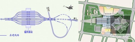 [福建]动车组双线铁路工程指导性施工组织设计230页（跨海大桥 隧道枢纽轨道路基四电）-站台平面布置示意图及站区规划图