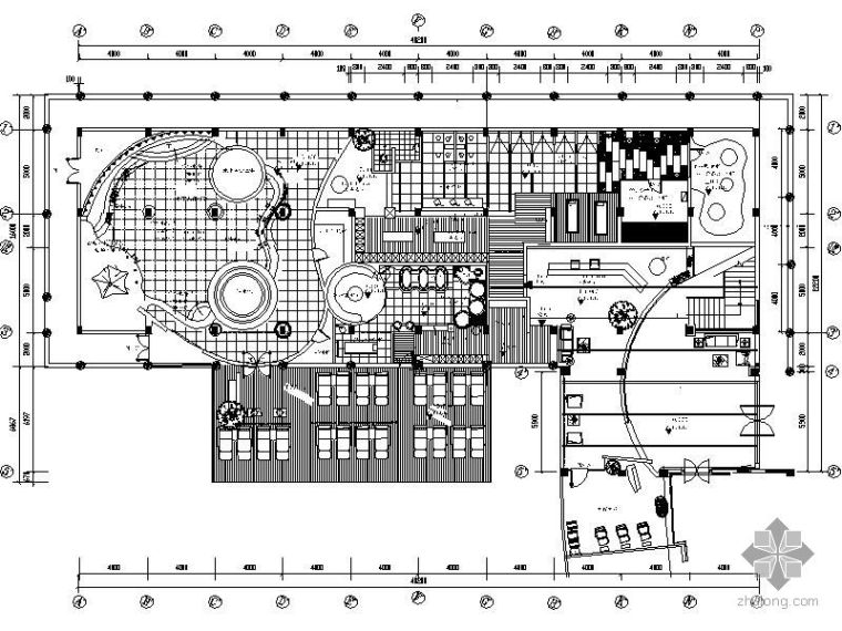 公共空间平面图纸资料下载-酒店SPA空间层平面图
