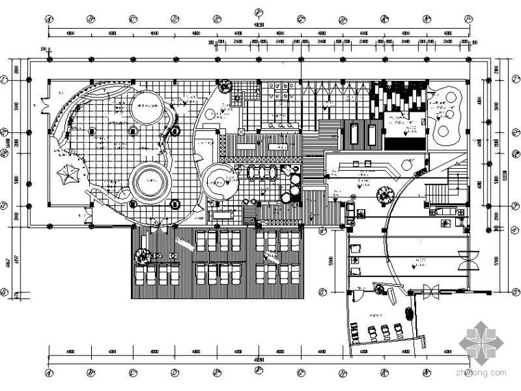 洗浴平面图CAD资料下载-酒店SPA空间层平面图