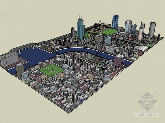 城市新区设计案例资料下载-城市新区建筑SketchUp模型下载