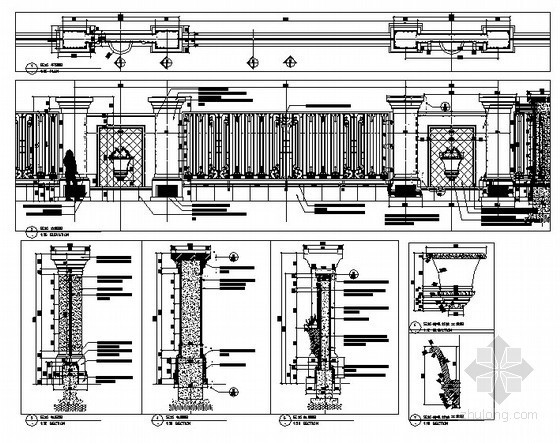 围墙节点施工图资料下载-欧式围墙施工图