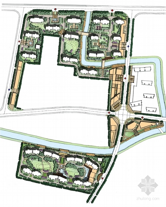 [上海]现代风格高层高级住宅区建筑设计方案文本-现代风格高层高级住宅区建筑总平面图