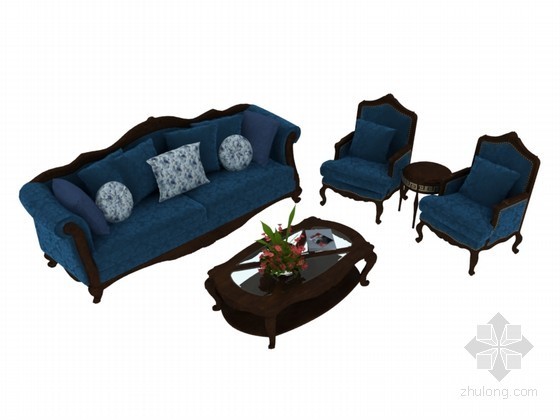 组合欧式沙发资料下载-欧式沙发3D模型下载