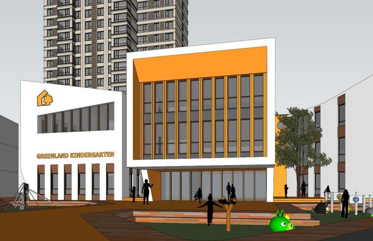 上海现代风格创意园资料下载-现代风格幼儿园建筑模型设计（2017）