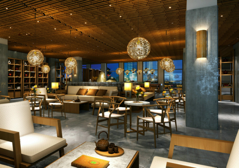 3层600平餐饮空间设计资料下载-工业水泥餐饮空间3D模型