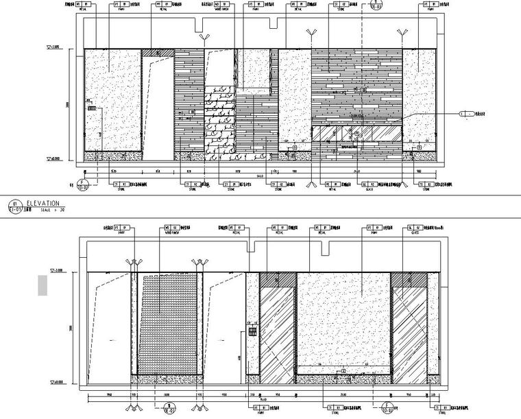 重庆知名地产悦湾洋房复式施工图设计-课堂立面图