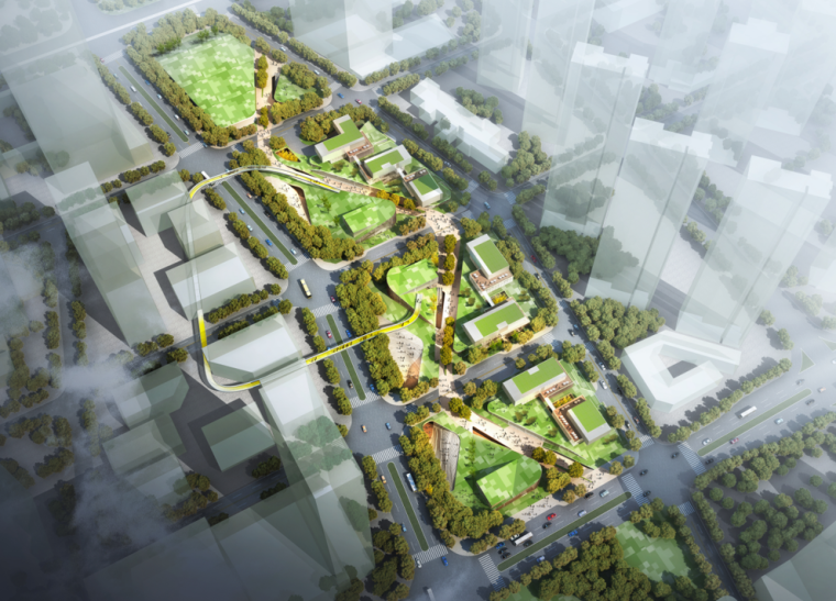 城市设计中心轴资料下载-[广东]深圳招商前海自由贸易中心绿轴景观设计