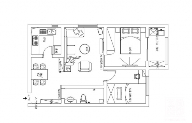 普罗旺世78平方两室两厅简欧风格样板间装修案例-6.jpg