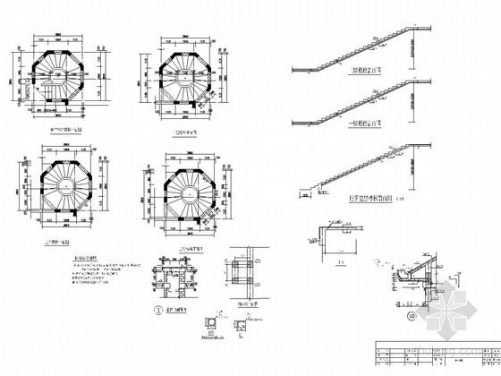 [浙江]三层框架结构小别墅结构施工图（含阁楼）-楼梯详图 