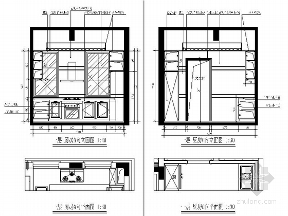 [三亚]典雅欧式三层别墅样板房CAD装修图（含效果）厨房立面图