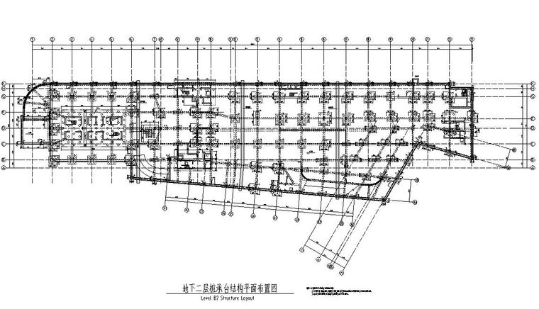 [上海]国际办公设计中心结构施工图（框架结构）-地面二层桩承台平面结构图