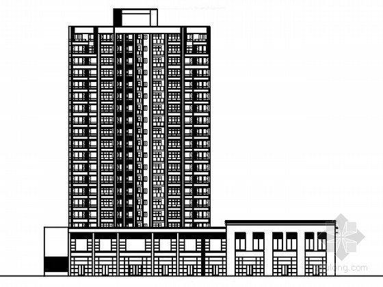 五梯十户资料下载-某十九层沿街二梯六户商住楼建筑方案图