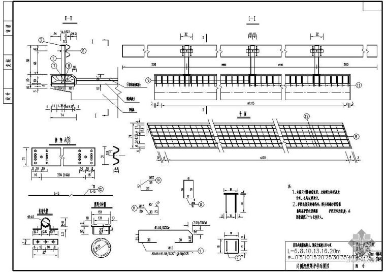 公路波型护栏施工资料下载-某W28.50m和W24.50m装配式钢筋混凝土、预应力混凝土空心板内侧波型梁护栏布置节点构造详图