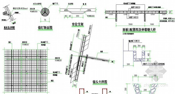[重庆]2013年某6层框架结构辅楼及停车场项目挡墙边坡工程量清单（CAD详图+项目特征）-边坡锚喷大样图 