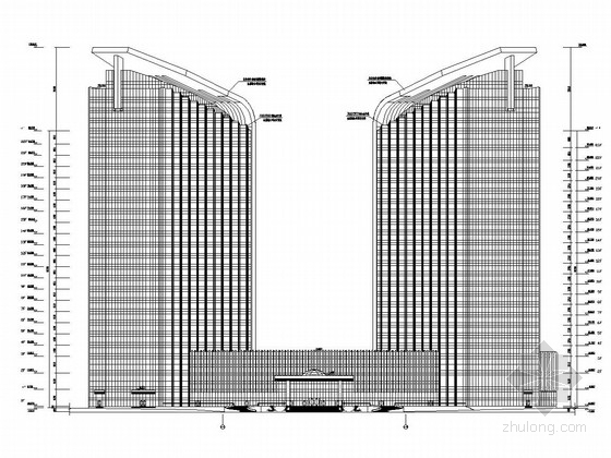 双塔酒店建筑设计资料下载-[新疆]25层框筒办公楼、酒店双塔带裙楼结构施工图（含建筑图）
